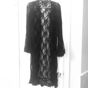 Lace cardigan long black